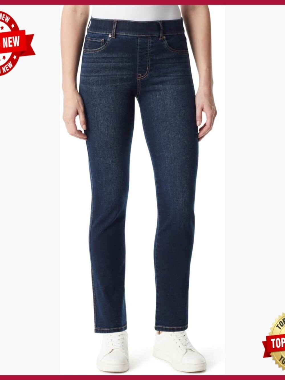 Women's High Rise Shape Effect Pull On Straight Leg Jeans